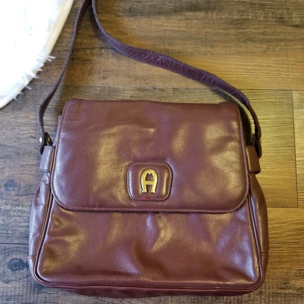 Vintage Burgundy Brown Etienne Aigner Leather Bag